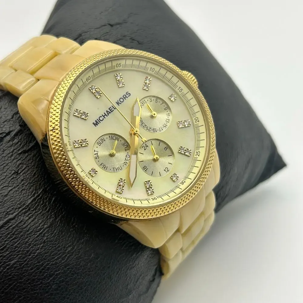 Michael Kors Women MK5039 Chronograph Watch Working New Battery